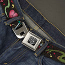 BD Wings Logo CLOSE-UP Full Color Black Silver Seatbelt Belt - Live Hard Die Young CLOSE-UP Black Webbing