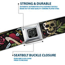 BD Wings Logo CLOSE-UP Full Color Black Silver Seatbelt Belt - Live Hard Die Young CLOSE-UP Black Webbing