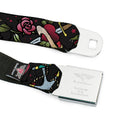 BD Wings Logo CLOSE-UP Full Color Black Silver Seatbelt Belt - Live Hard Die Young CLOSE-UP Black Webbing