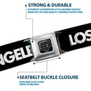 BD Wings Logo CLOSE-UP Full Color Black Silver Seatbelt Belt - LOS F*CKIN' ANGELES Heart Black/White/Red Webbing
