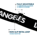 BD Wings Logo CLOSE-UP Full Color Black Silver Seatbelt Belt - LOS F*CKIN' ANGELES Heart Black/White/Red Webbing
