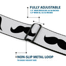 BD Wings Logo CLOSE-UP Full Color Black Silver Seatbelt Belt - Mustaches Straight White/Black Webbing