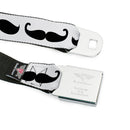 BD Wings Logo CLOSE-UP Full Color Black Silver Seatbelt Belt - Mustache Trio White/Black Webbing