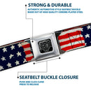BD Wings Logo CLOSE-UP Full Color Black Silver Seatbelt Belt - Stars & Stripes Painting Webbing