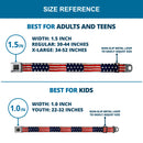 BD Wings Logo CLOSE-UP Full Color Black Silver Seatbelt Belt - Stars & Stripes Painting Webbing