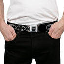 Batman Black Silver Seatbelt Belt - Batman Shield Black/Silver Webbing