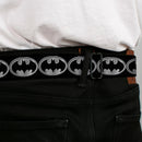 Batman Black Silver Seatbelt Belt - Batman Shield Black/Silver Webbing
