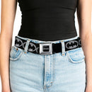 Batman Black Silver Seatbelt Belt - Batman Shield Black/Silver Webbing