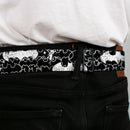 Batman Black Silver Seatbelt Belt - Batman Outlines Black/White Webbing