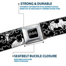 Batman Black Silver Seatbelt Belt - Batman Outlines Black/White Webbing