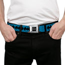 Batman Black Silver Seatbelt Belt - Bat Signal-3 Blue/Black/Blue Webbing