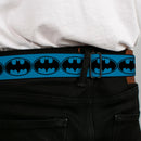 Batman Black Silver Seatbelt Belt - Bat Signal-3 Blue/Black/Blue Webbing
