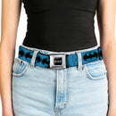 Batman Black Silver Seatbelt Belt - Bat Signal-3 Blue/Black/Blue Webbing