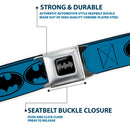 Batman Black Silver Seatbelt Belt - Bat Signal-3 Blue/Black/Blue Webbing