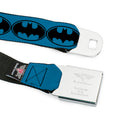 Batman Black Silver Seatbelt Belt - Bat Signal-3 Blue/Black/Blue Webbing