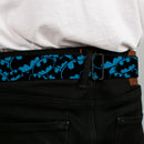 Batman Black Silver Seatbelt Belt - Bat Signals Stacked Blue/Black Webbing