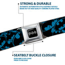 Batman Black Silver Seatbelt Belt - Bat Signals Stacked Blue/Black Webbing