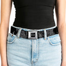 Batman Black Silver Seatbelt Belt - BATMAN w/Bat Signals & Flying Bats Black/White Webbing