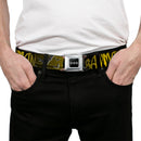 Batman Black Silver Seatbelt Belt - BATMAN w/Bat Signals & Flying Bats Yellow/Black/White Webbing