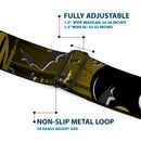 Batman Black Silver Seatbelt Belt - BATMAN w/Bat Signals & Flying Bats Yellow/Black/White Webbing