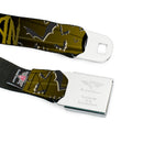 Batman Black Silver Seatbelt Belt - BATMAN w/Bat Signals & Flying Bats Yellow/Black/White Webbing