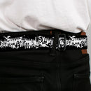 Batman Black Silver Seatbelt Belt - Batman Action Verbiage Black/White Webbing