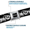 Batman Black Silver Seatbelt Belt - Batman Action Verbiage Black/White Webbing