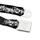 Batman Black Silver Seatbelt Belt - Batman Action Verbiage Black/White Webbing