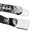 Batman Black Silver Seatbelt Belt - Batman Face/Bat Shield Sketch White/Black Webbing
