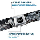 Batman Black Silver Seatbelt Belt - Joker Laughing CLOSE-UP Black/White Webbing