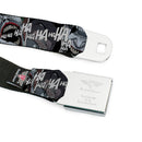 Batman Black Silver Seatbelt Belt - Joker Laughing CLOSE-UP Black/White Webbing