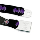 Batman Black Silver Seatbelt Belt - Batman Signal Black/Purple Plaid Webbing