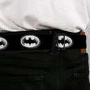 Batman Black Silver Seatbelt Belt - Cloudy Bat Signal Black/White Webbing