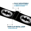 Batman Black Silver Seatbelt Belt - Cloudy Bat Signal Black/White Webbing