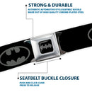 Batman Black Silver Seatbelt Belt - Batman Shield Black/Gray Webbing