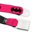 Batman Black Silver Seatbelt Belt - Bat Signal-3 Fuchsia/Black/Fuchsia Webbing