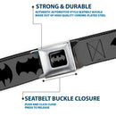 Batman Black Silver Seatbelt Belt - Bat Logo Transitions Gray/Black Webbing