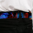 Batman Black Silver Seatbelt Belt - Batman 2-Poses-Buildings Black/Reds/Blues Webbing