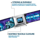 Frozen Batman Shield Full Color Black Blues Seatbelt Belt - MR. FREEZE Poses/Frozen Batman Shield Purples/Blues Webbing