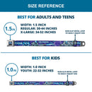 Frozen Batman Shield Full Color Black Blues Seatbelt Belt - MR. FREEZE Poses/Frozen Batman Shield Purples/Blues Webbing