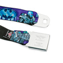 Frozen Batman Shield Full Color Black Blues Seatbelt Belt - MR. FREEZE Poses/Frozen Batman Shield Purples/Blues Webbing