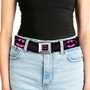 Batman Full Color Black Hot Pink Seatbelt Belt - Batman Shield/Chainlink Black/Hot Pink Webbing
