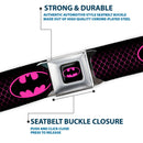 Batman Full Color Black Hot Pink Seatbelt Belt - Batman Shield/Chainlink Black/Hot Pink Webbing