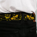 BATMAN-JL Bats Scattered Full Color Black Yellows Seatbelt Belt - JUSTICE LEAGUE-BATMAN Bats Scattered Black/Yellows Webbing