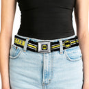 Bat Signal Full Color Black White Yellow Seatbelt Belt - BATMAN/Bat Signal Triple Stripe Black/White/Yellow Webbing