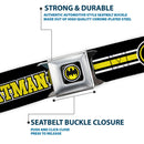 Bat Signal Full Color Black White Yellow Seatbelt Belt - BATMAN/Bat Signal Triple Stripe Black/White/Yellow Webbing