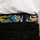 Batman Logo Full Color Black GOTHAM CITY Graffiti Seatbelt Belt - BATMAN/Joker Face CLOSE-UP Gotham City Graffiti Collage Webbing