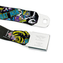 Batman Logo Full Color Black GOTHAM CITY Graffiti Seatbelt Belt - BATMAN/Joker Face CLOSE-UP Gotham City Graffiti Collage Webbing