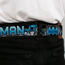 Bat Signal Full Color Black Gray Blues Seatbelt Belt - BATMAN Poses/Bat Signal CLOSE-UP Black/Grays/Blues Webbing