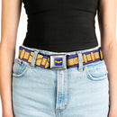 Bat Logo Full Color Purple Gold Seatbelt Belt - Batgirl Utility Belt Purple/Gold Webbing